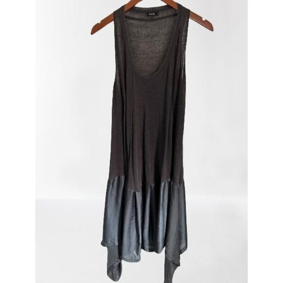 VIVID Silk Linen Combo Dress Mermaid Sleeveless V-Neck Deep Gray / Purple - Picture 2 of 7